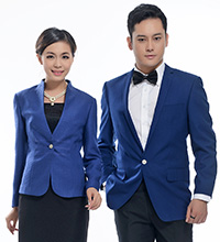 藍(lán)色一?？勰锌盥殬I(yè)工作服定做