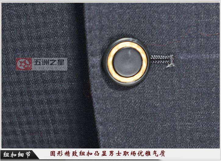 商務(wù)男士兩粒扣修身職業(yè)裝F001紐扣細(xì)節(jié)展示