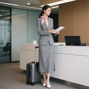 開叉中長裙職業(yè)裝西服套裝定制加領(lǐng)結(jié)